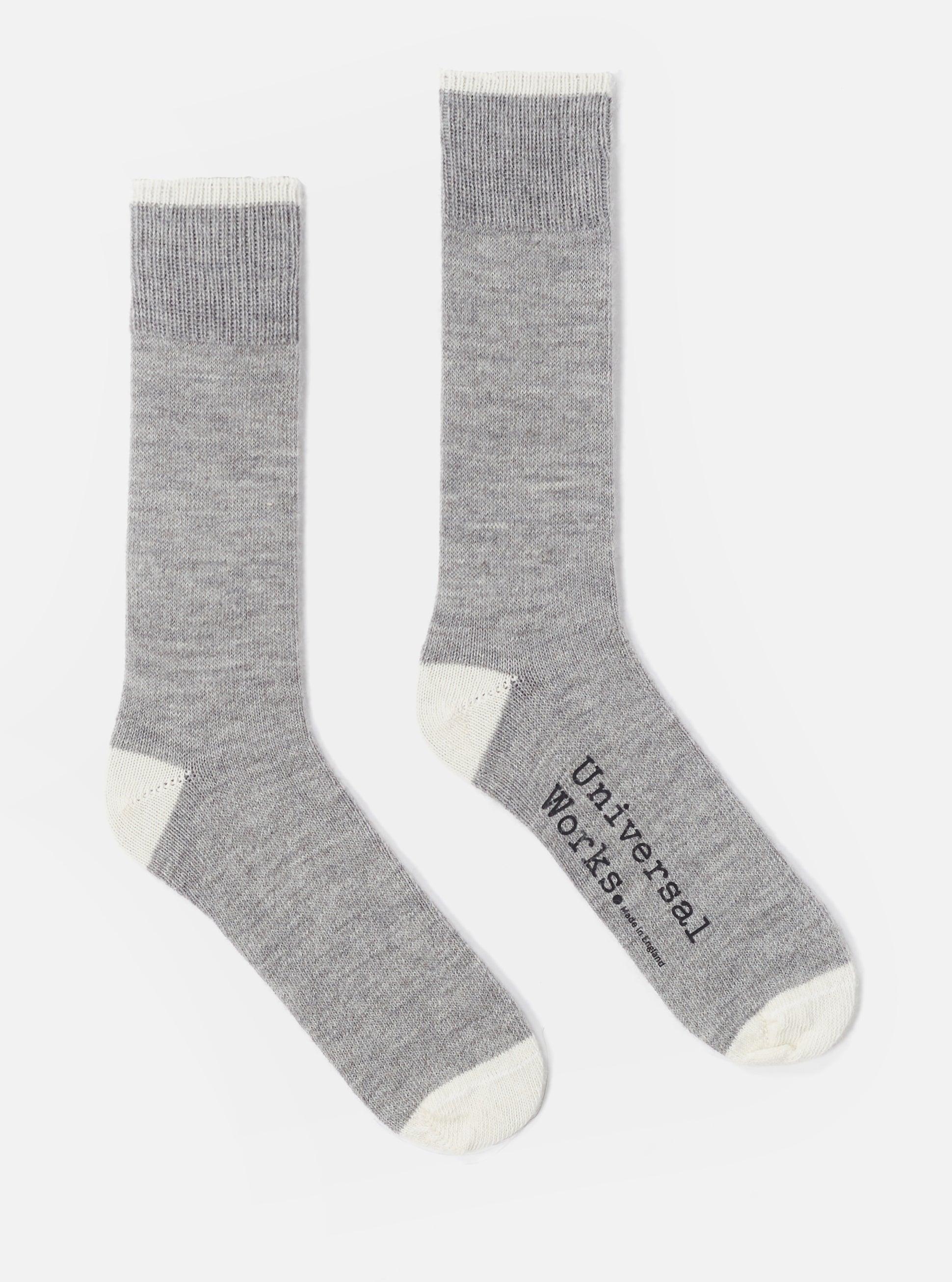 Universal Works Alpaca Sock in Grey Marl Alpaca Wool Product Image