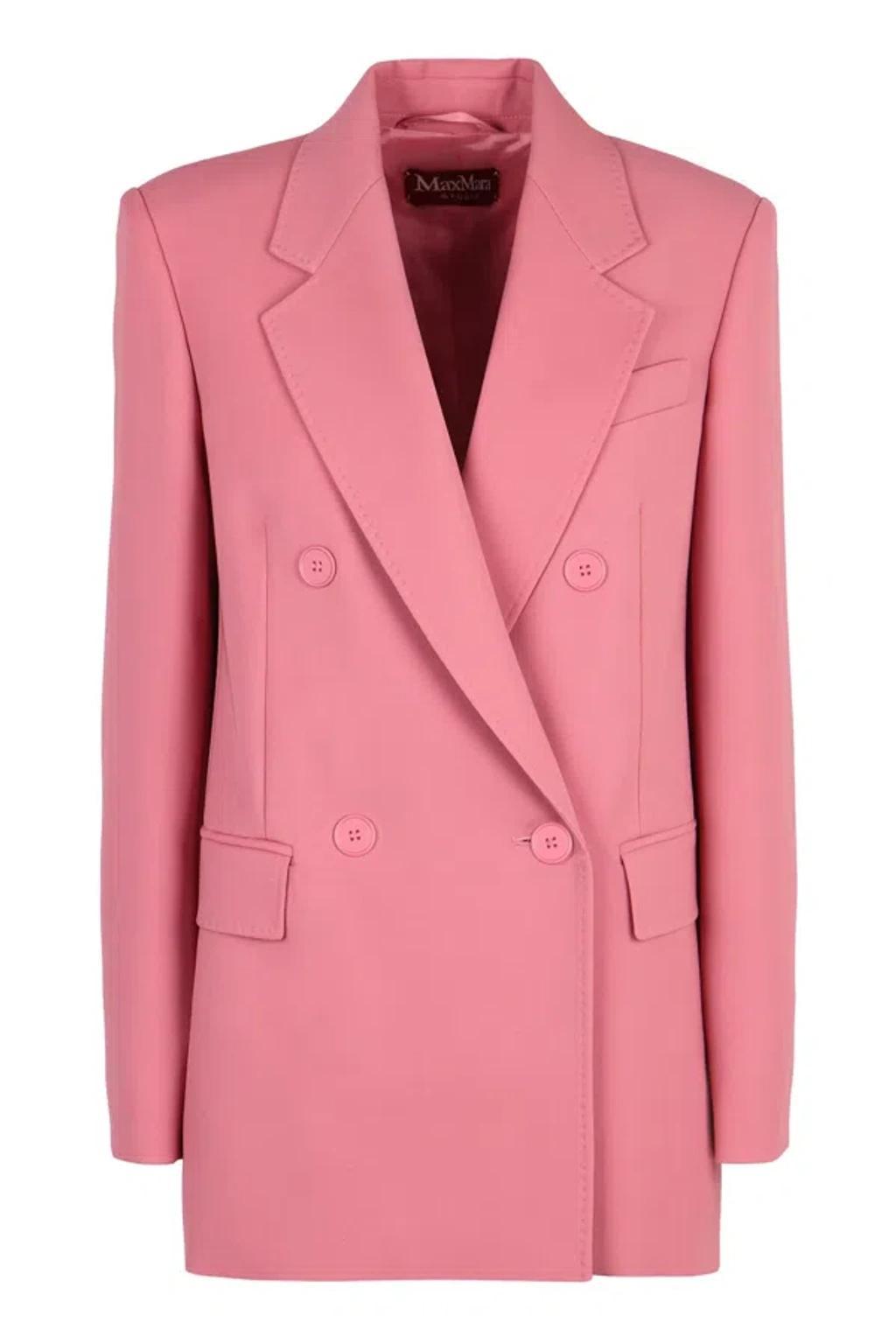 Lamella Double-breasted Wool Blazer In Pink Product Image