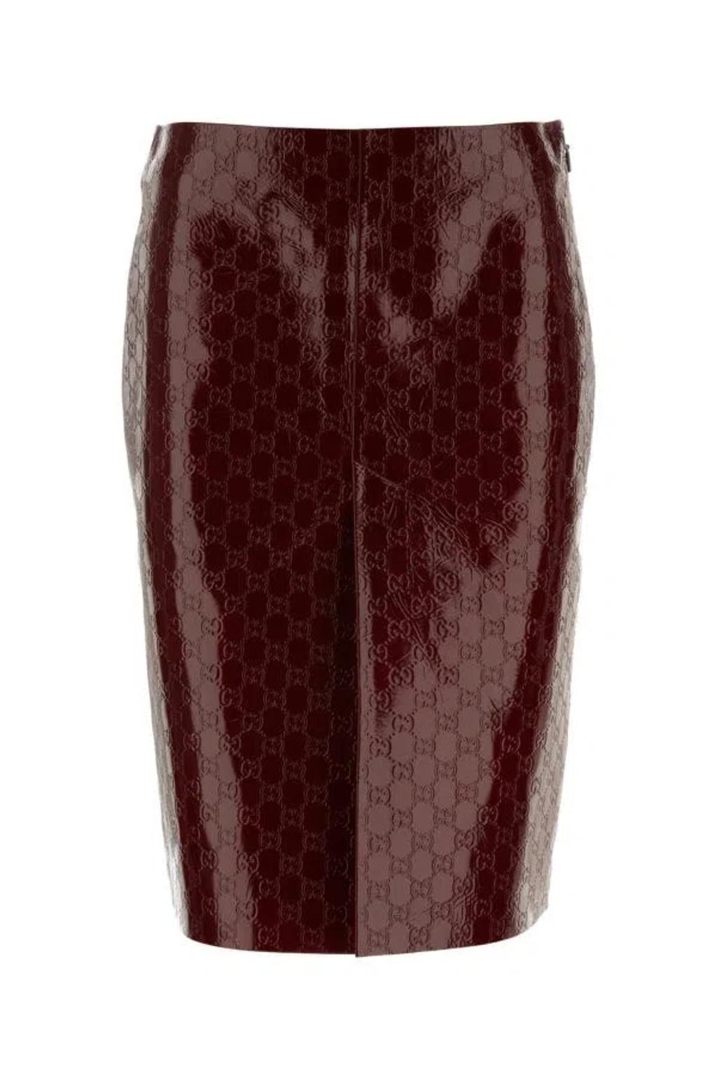 Midi Skirt With Embossed Gg Motif In Red Product Image