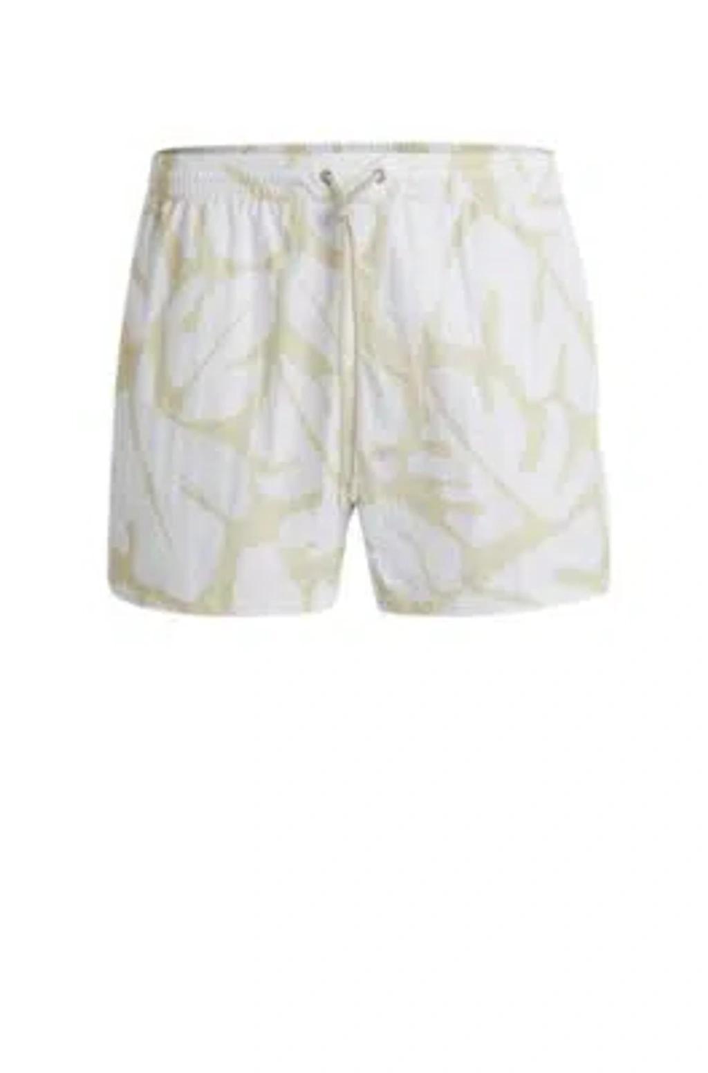 Quick-dry Swim Shorts With Seasonal Pattern In White Product Image