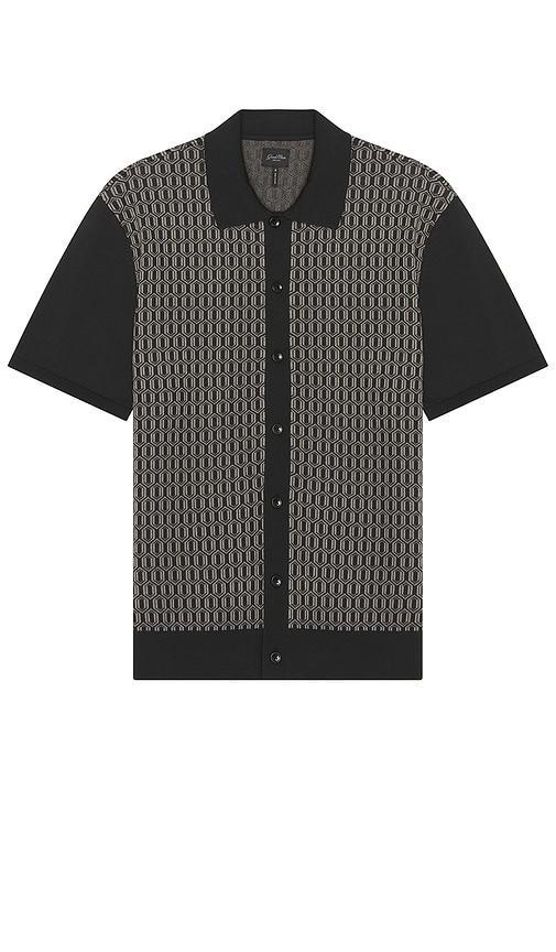 Good Man Brand Essex Short Sleeve Geo Knit Shirt in Black. - size S (also in L, M) Product Image