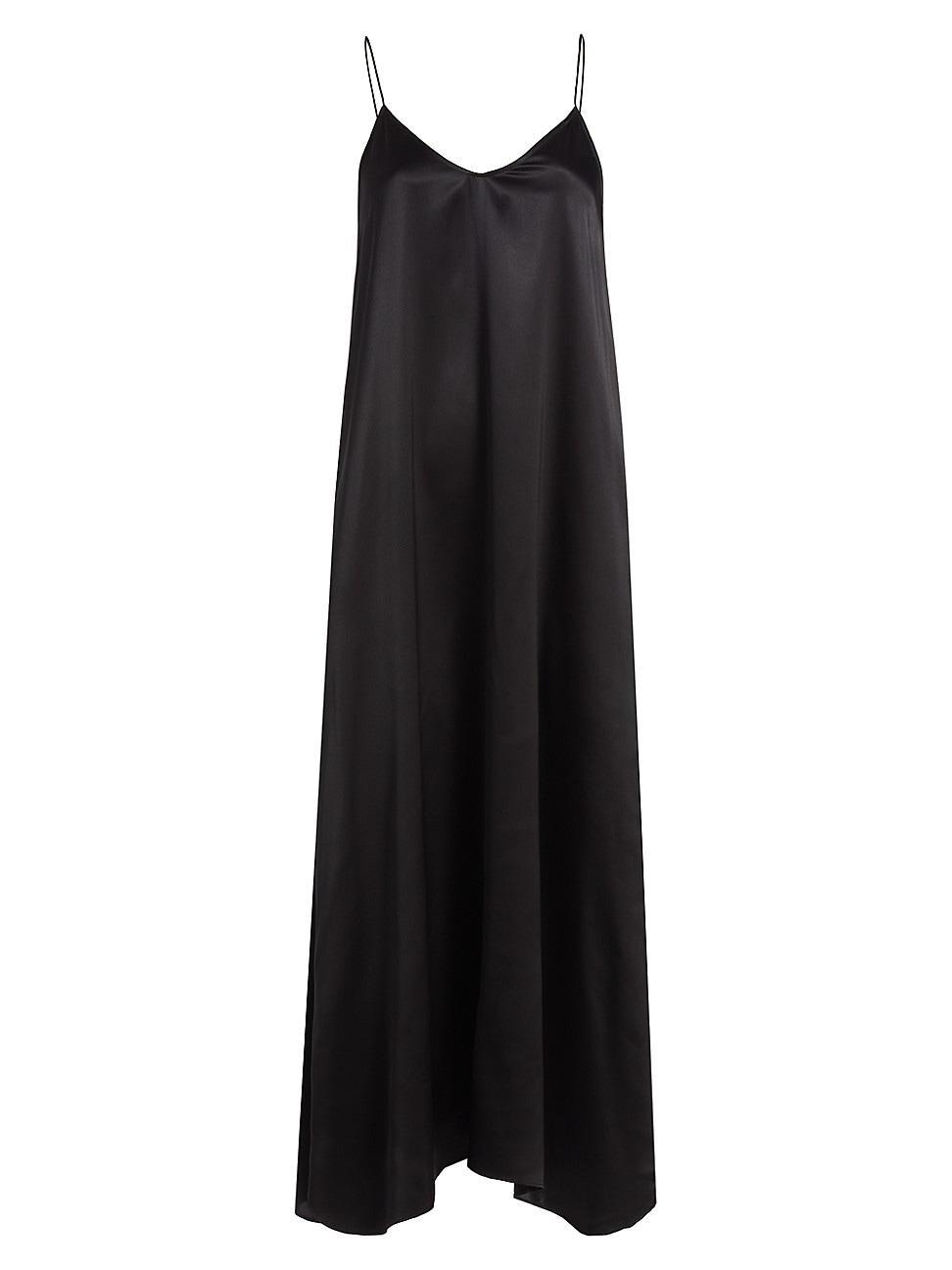 Womens Silk Charmeuse V-Neck Maxi Dress Product Image