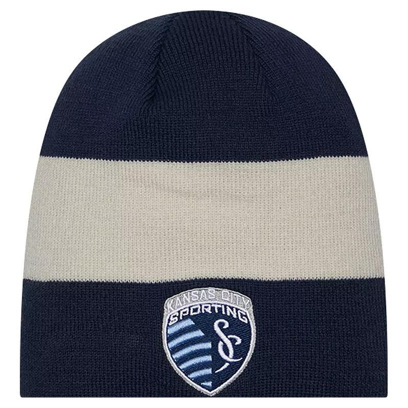 Mens New Era Sporting Kansas City 2024 Kick Off Collection Knit Beanie, Blue Product Image