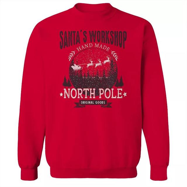 Mens Santas Workshop Christmas Graphic Fleece Sweatshirt, Womens Product Image