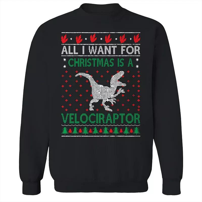 Mens Christmas Velociraptor Sweater Graphic Sweatshirt Product Image