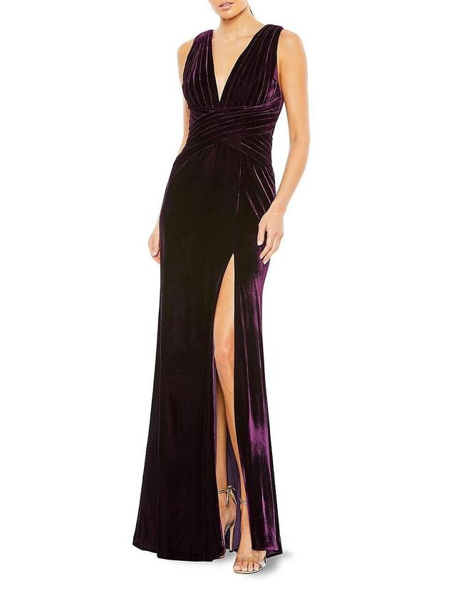 Womens Velvet Pleated Waist Slip Gown Product Image