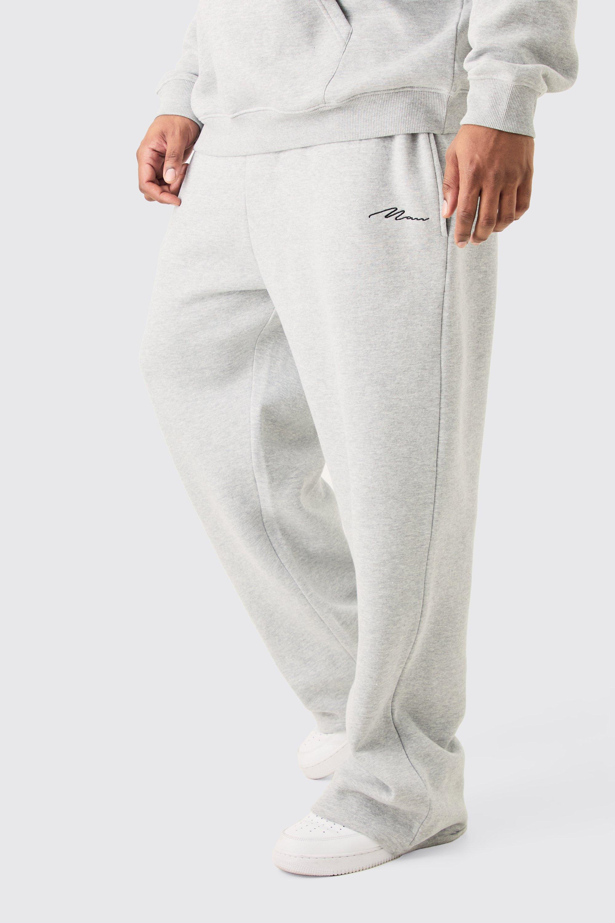 Plus Man Signature Relaxed Fit Sweatpants In Grey Marl | boohooMAN USA Product Image