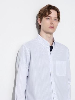 Mens Broadcloth Shirt Striped Blue Small UNIQLO US Product Image