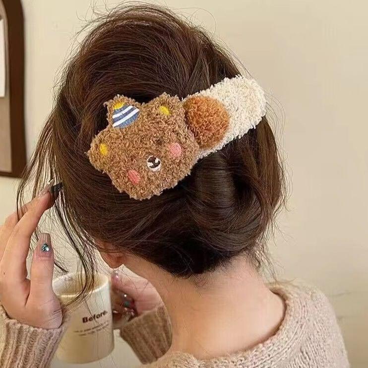 Bear Pom Pom Fleece Hair Clip Product Image