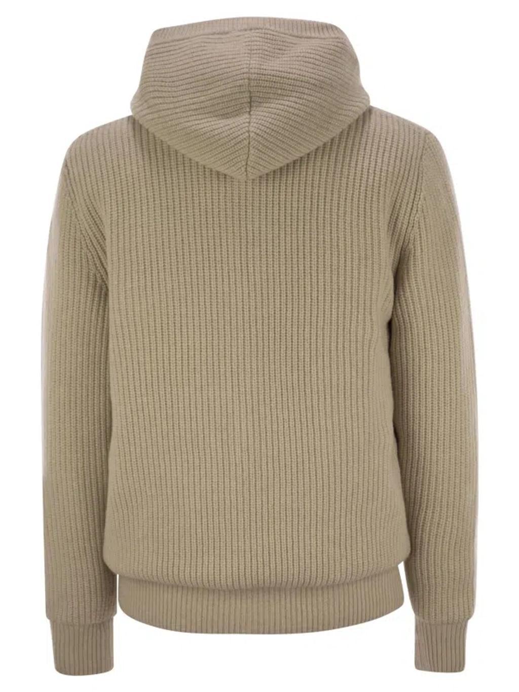 MONCLER Reversible Wool-blend Sweatshirt In Light Beige Product Image