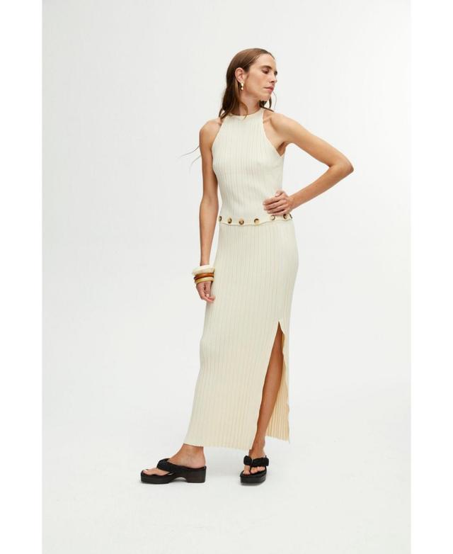 Nocturne Womens Ribbed Dress with Slits Product Image