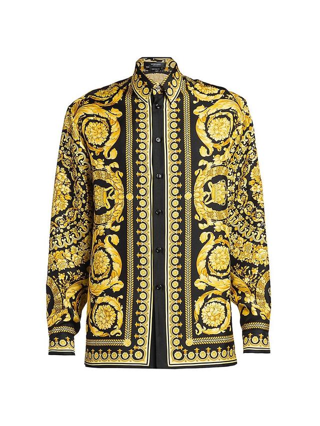 Versace Barocco Silk Button-Up Shirt Product Image