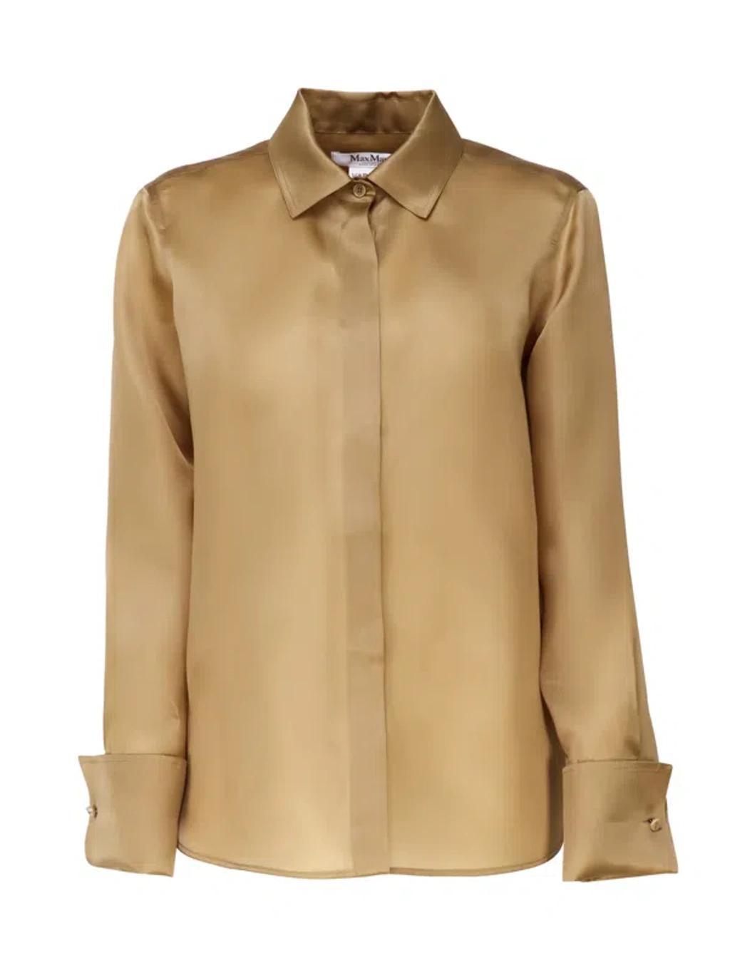 Nola Silk Organza Shirt In Leather Product Image