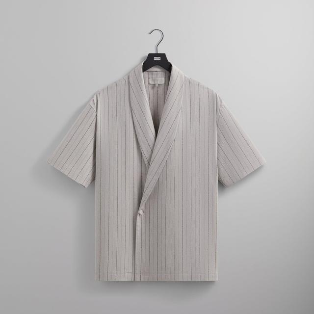 Kith Striped Twill Thompson Crossover Shirt - Light Heather Grey Male Product Image