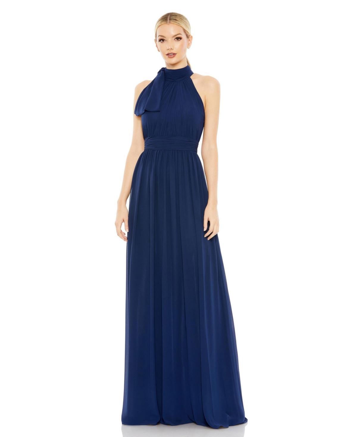 Mac Duggal Womens Line Gown With High Neckline Product Image