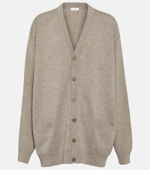 Wool-blend Cardigan In Grey Product Image