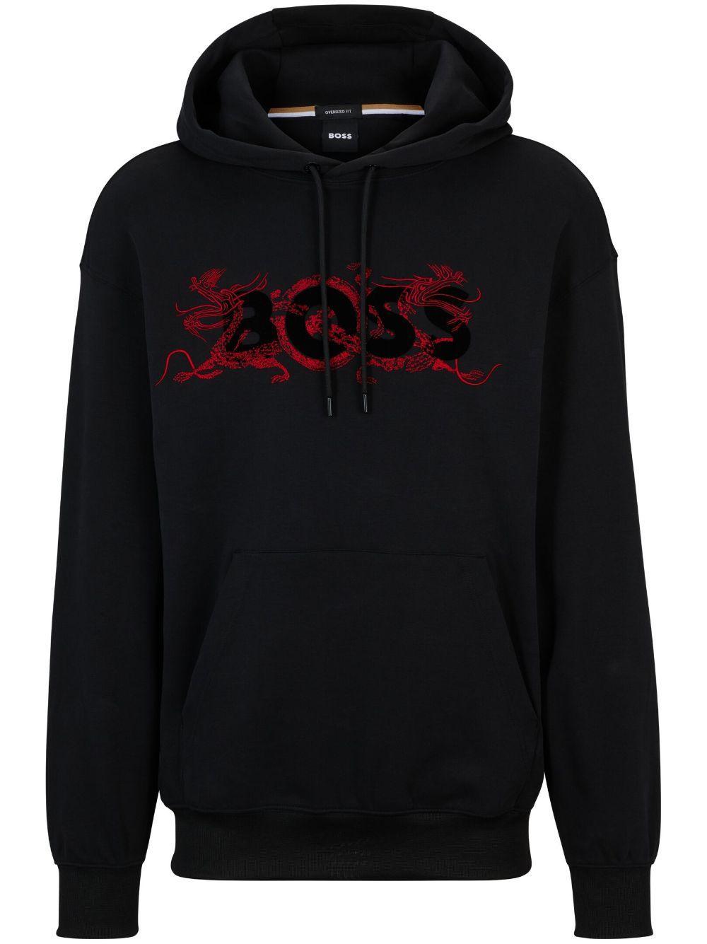 Logo-appliqué Drawstring Hoodie In Black Product Image