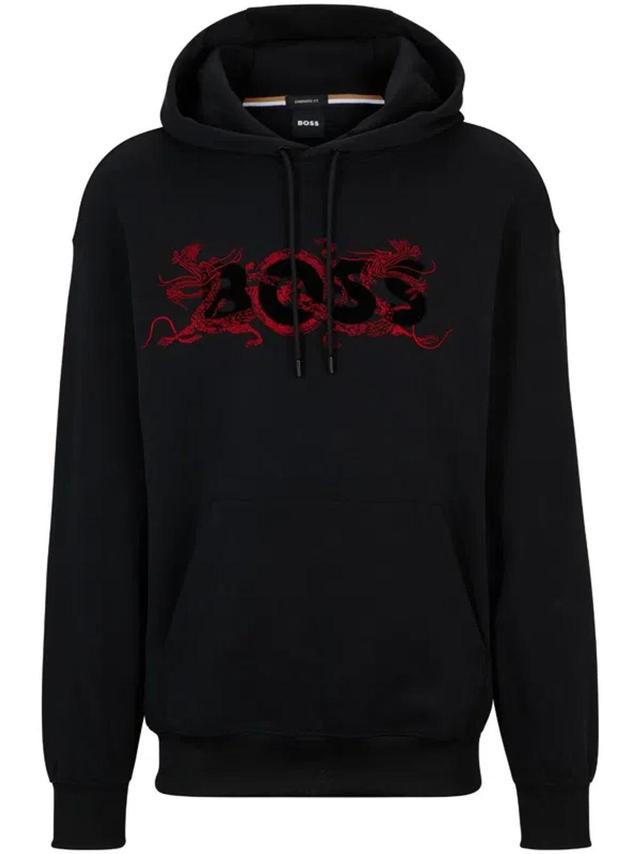 Logo-appliqué Drawstring Hoodie In Black Product Image