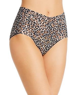 Retro Leopard-Print Lace Briefs Product Image