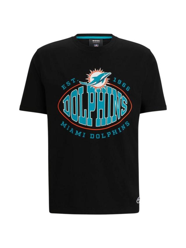 Nfl Miami Dolphins Cotton Blend Graphic Tee In Dolphins Black Product Image