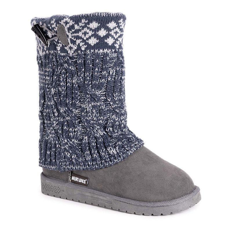 Essentials by MUK LUKS Cheryl Womens Knit Winter Boots Grey Product Image