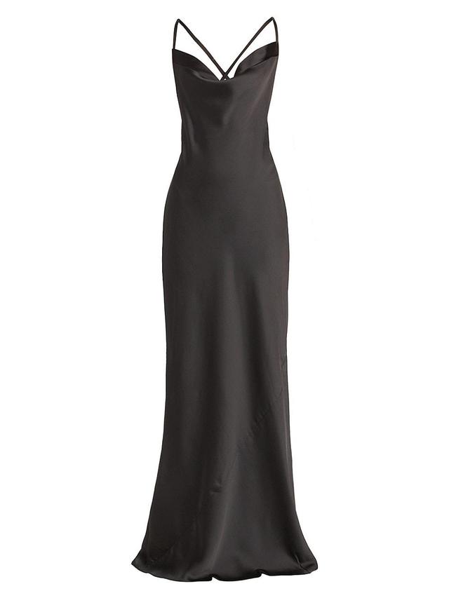 Womens Draped Crepe-Back Satin Bias Gown Product Image