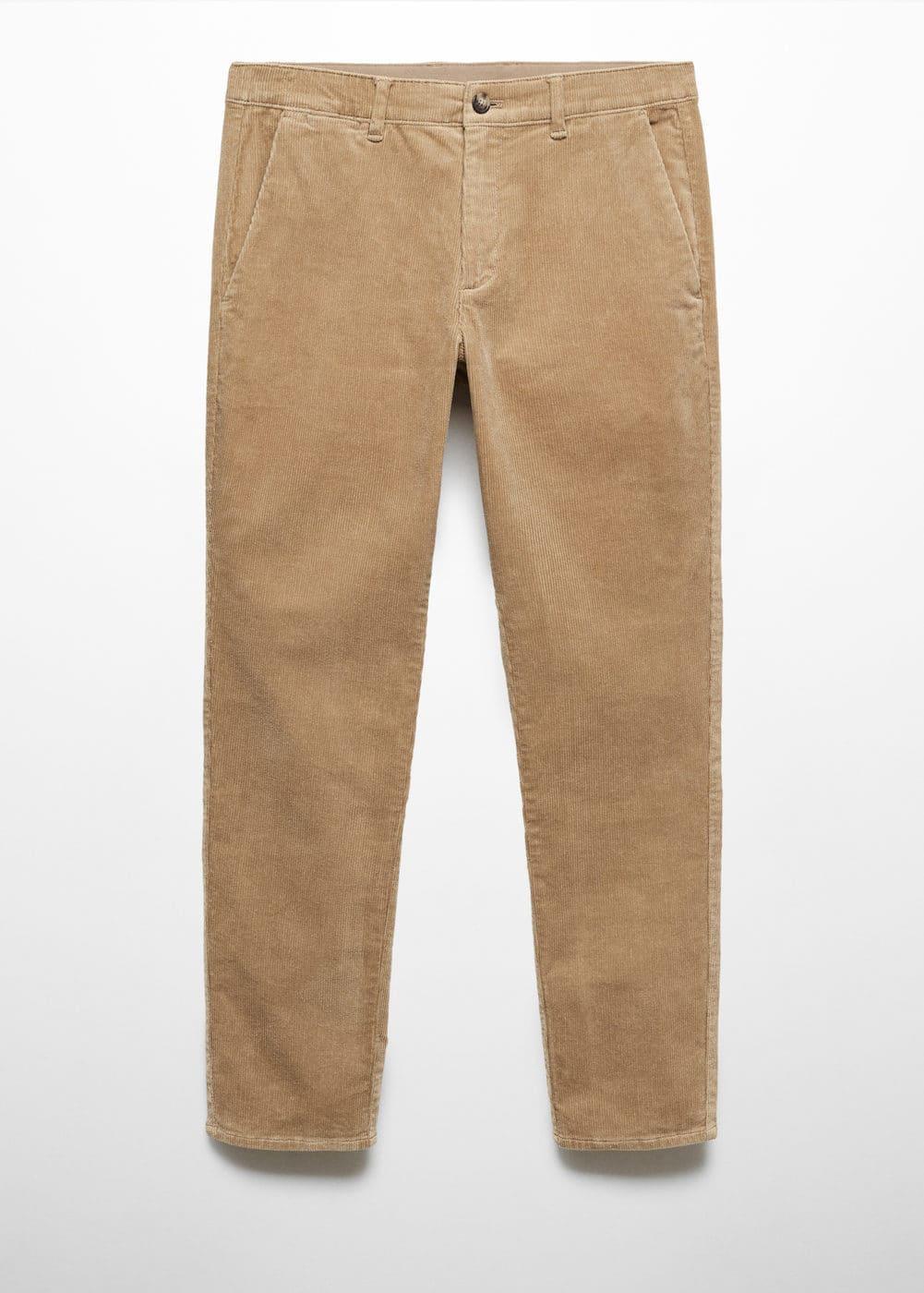 MANGO MAN - Corduroy slim-fit pants with drawstring beigeMen Product Image