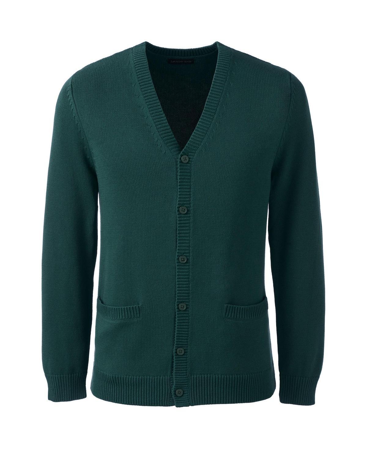 Lands End Mens School Uniform Cotton Modal Button Front Cardigan Sweater Product Image