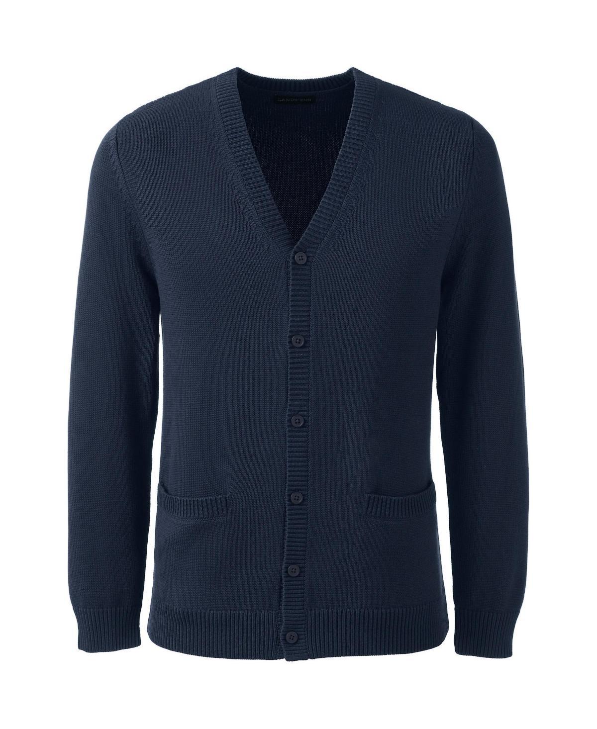 Lands End Mens School Uniform Cotton Modal Button Front Cardigan Sweater Product Image