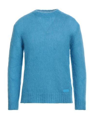 DSQUARED2 Man Sweater Azure Size L Mohair Wool, Polyamide, Wool In Blue Product Image