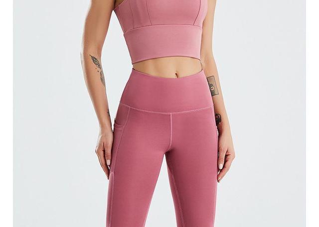 High Waist Plain Cropped Yoga Pants Product Image