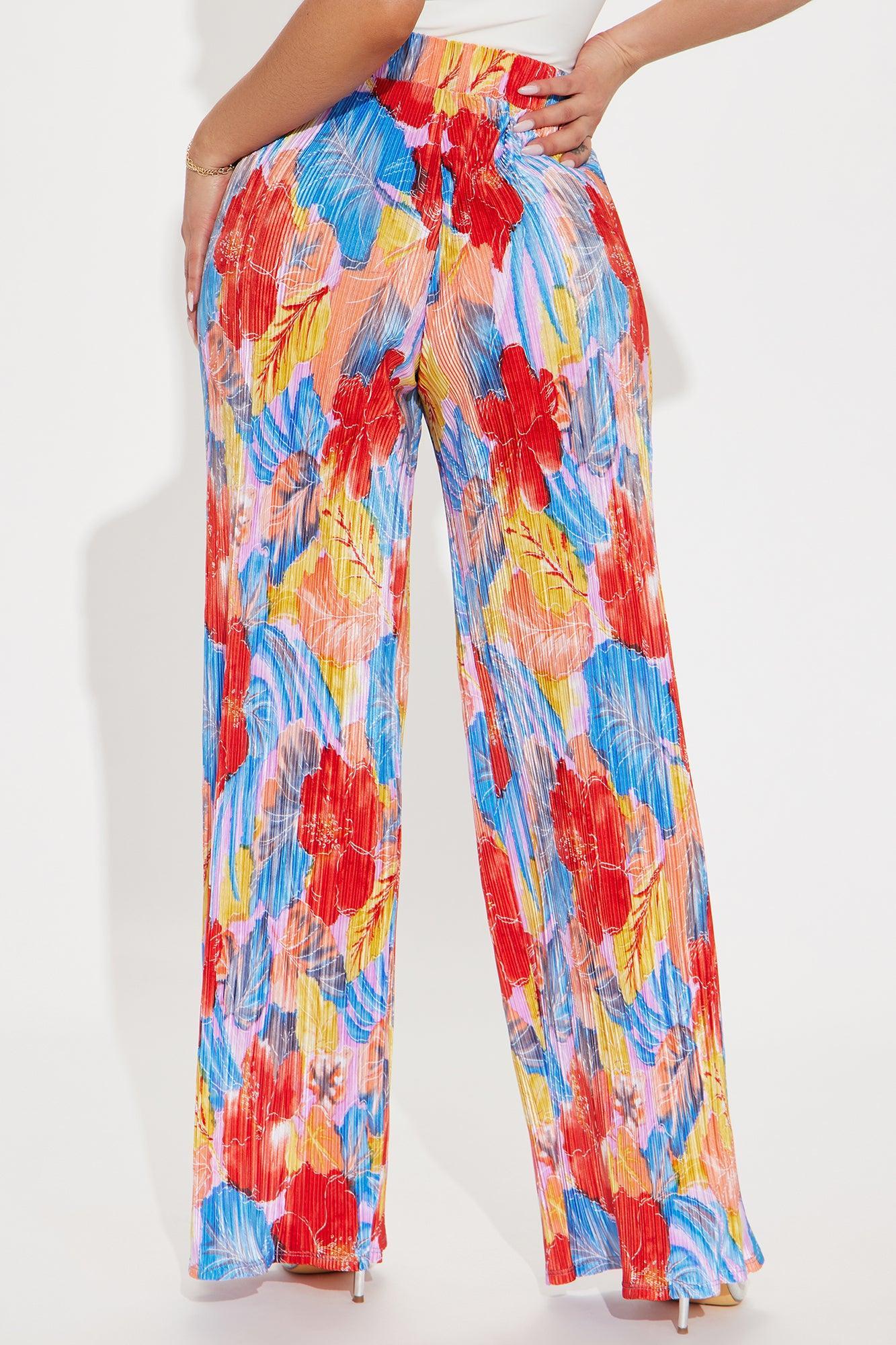 Tropic Time Printed Plisse Pant - Peach/combo Product Image