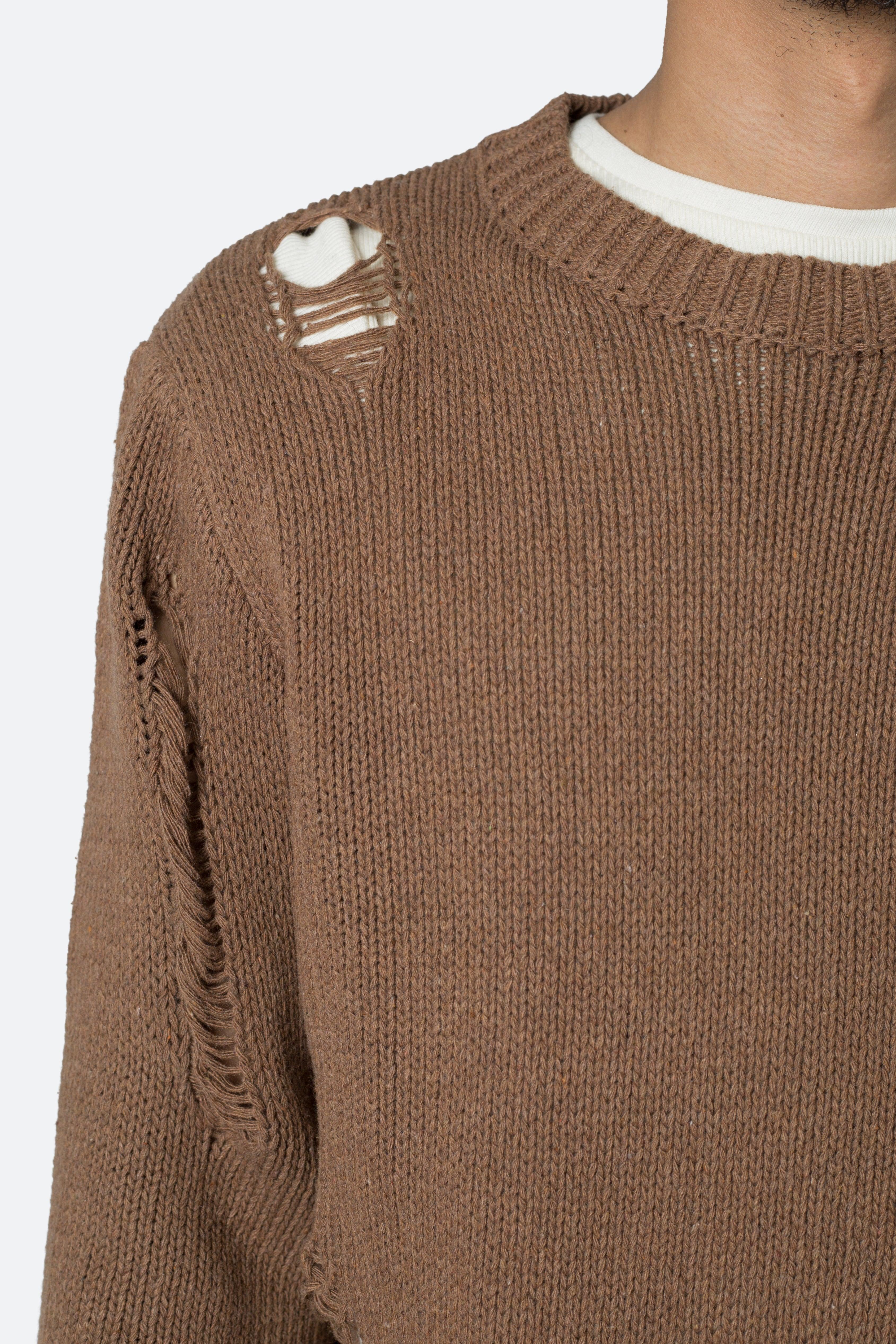 Distressed Sweater - Brown Product Image