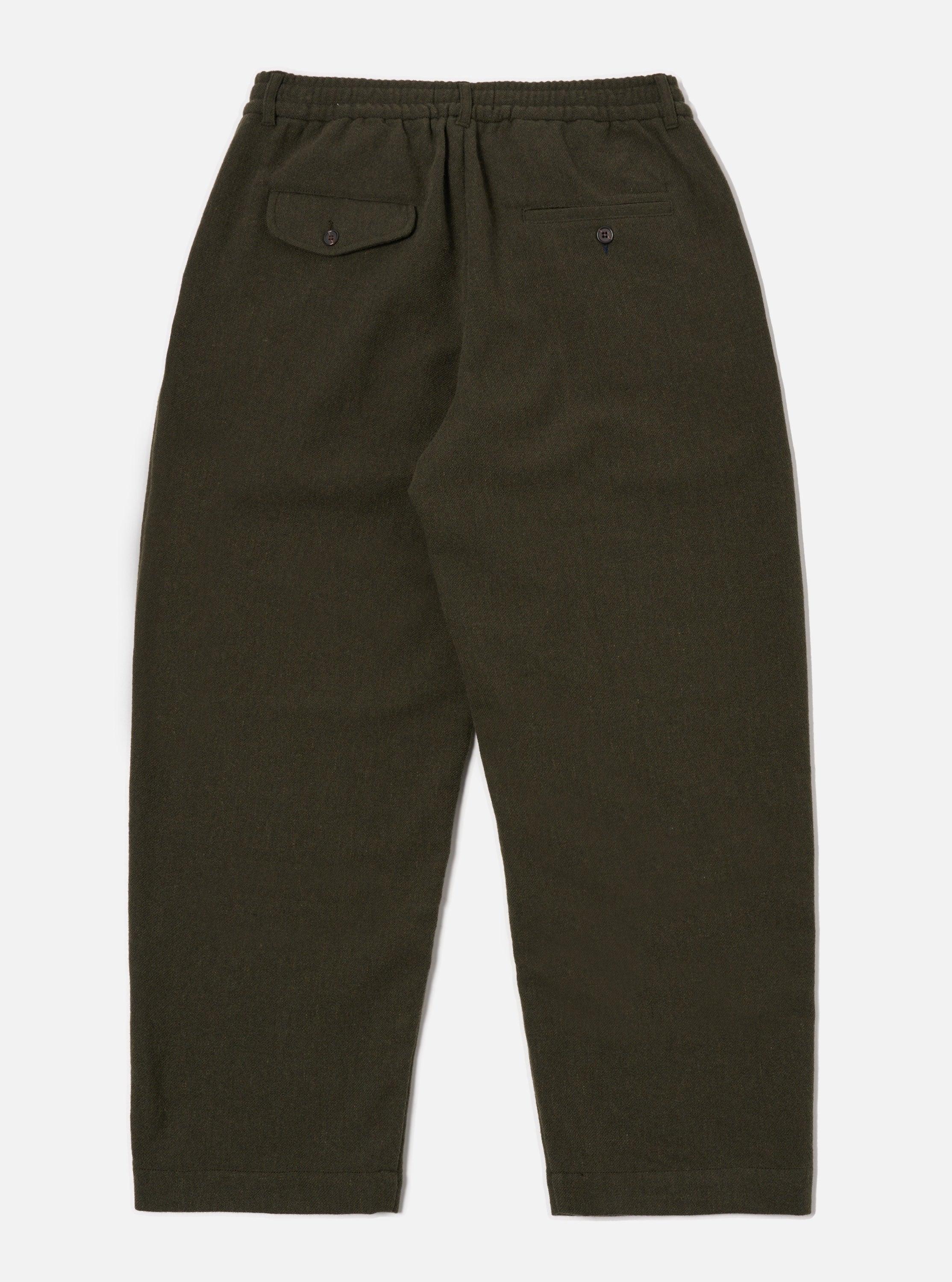 Universal Works Oxford Pant in Olive Recycled Soft Wool Product Image