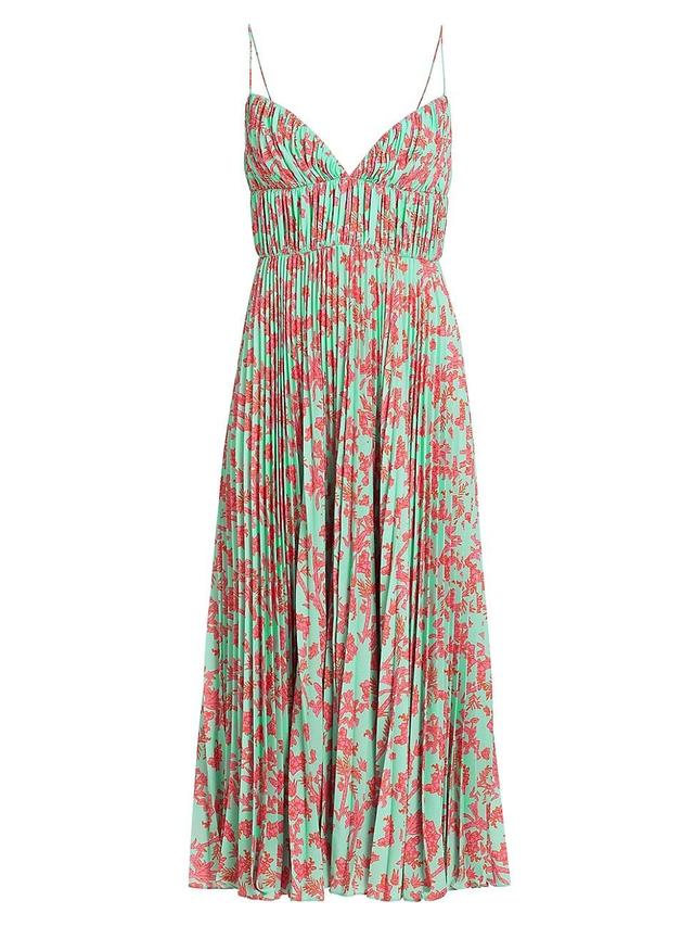 Womens Floral Pleated Maxi Dress Product Image