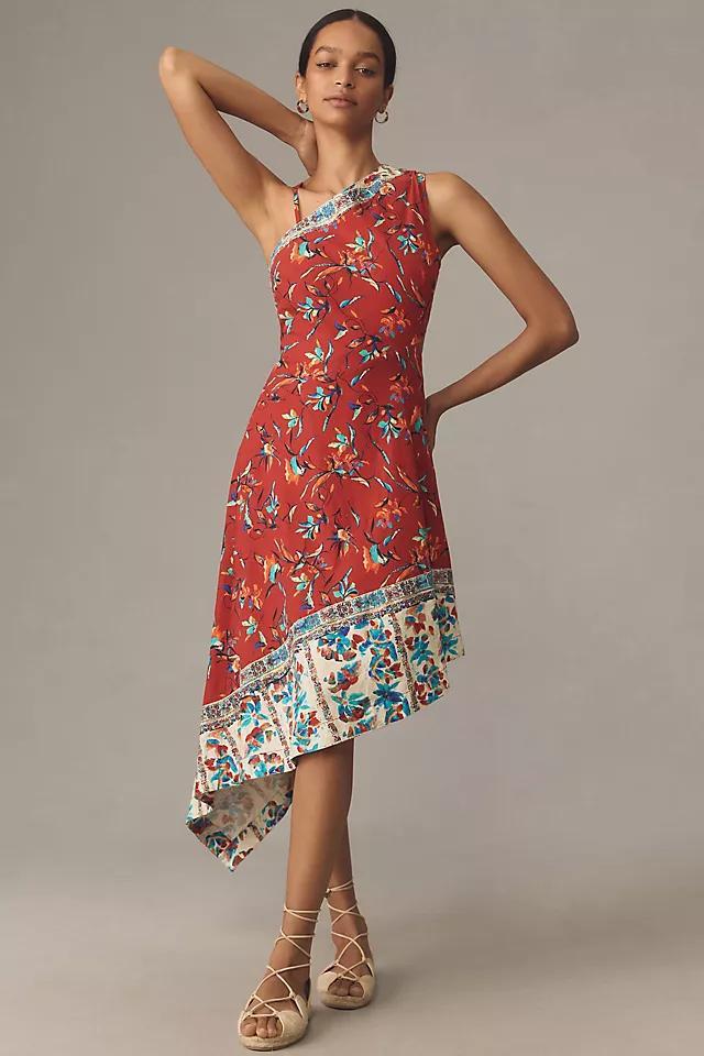 By Anthropologie Sleeveless Asymmetrical Open-Back Linen Midi Dress Product Image