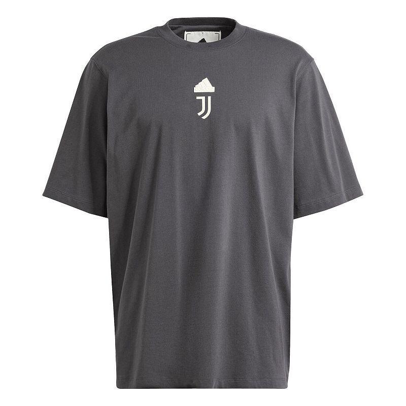 Mens adidas Gray Juventus Lifestyle Oversized T-Shirt Product Image