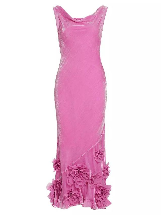 Asher Draped Floral Velvet Midi-Dress Product Image