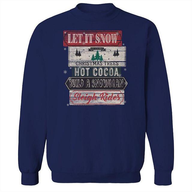 Mens Let it Snow Fleece Sweatshirt, Womens Blue Product Image