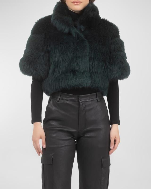 Reversible Merinillo Lamb Shearling Bolero Jacket With Cropped Sleeves Product Image