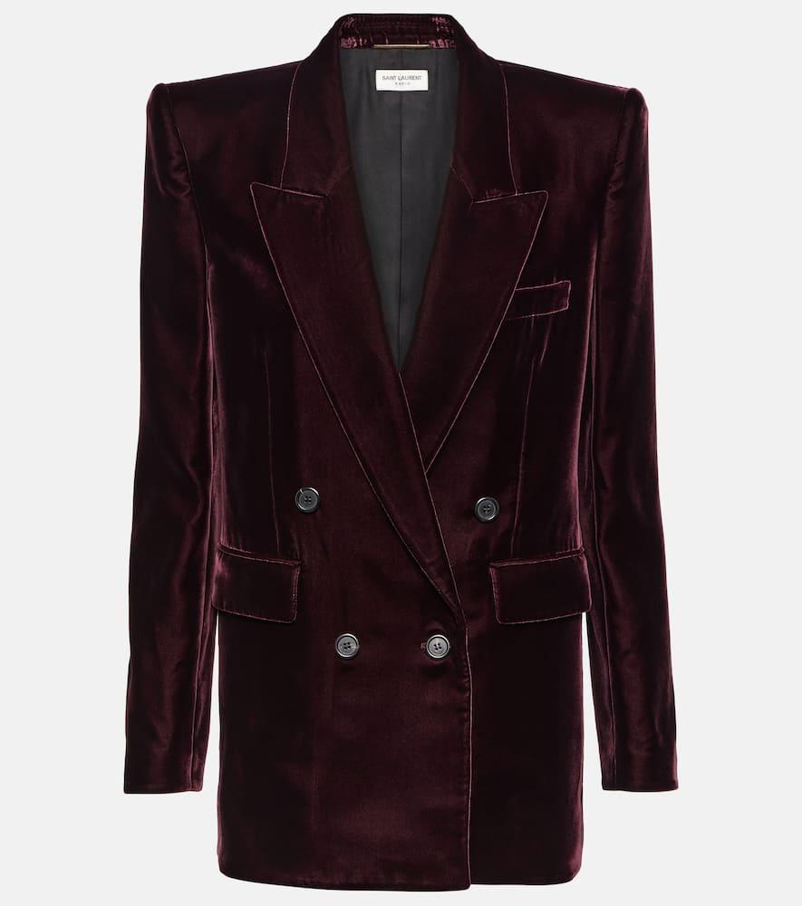 SAINT LAURENT Double-breasted Jacket In Velvet In Red Product Image