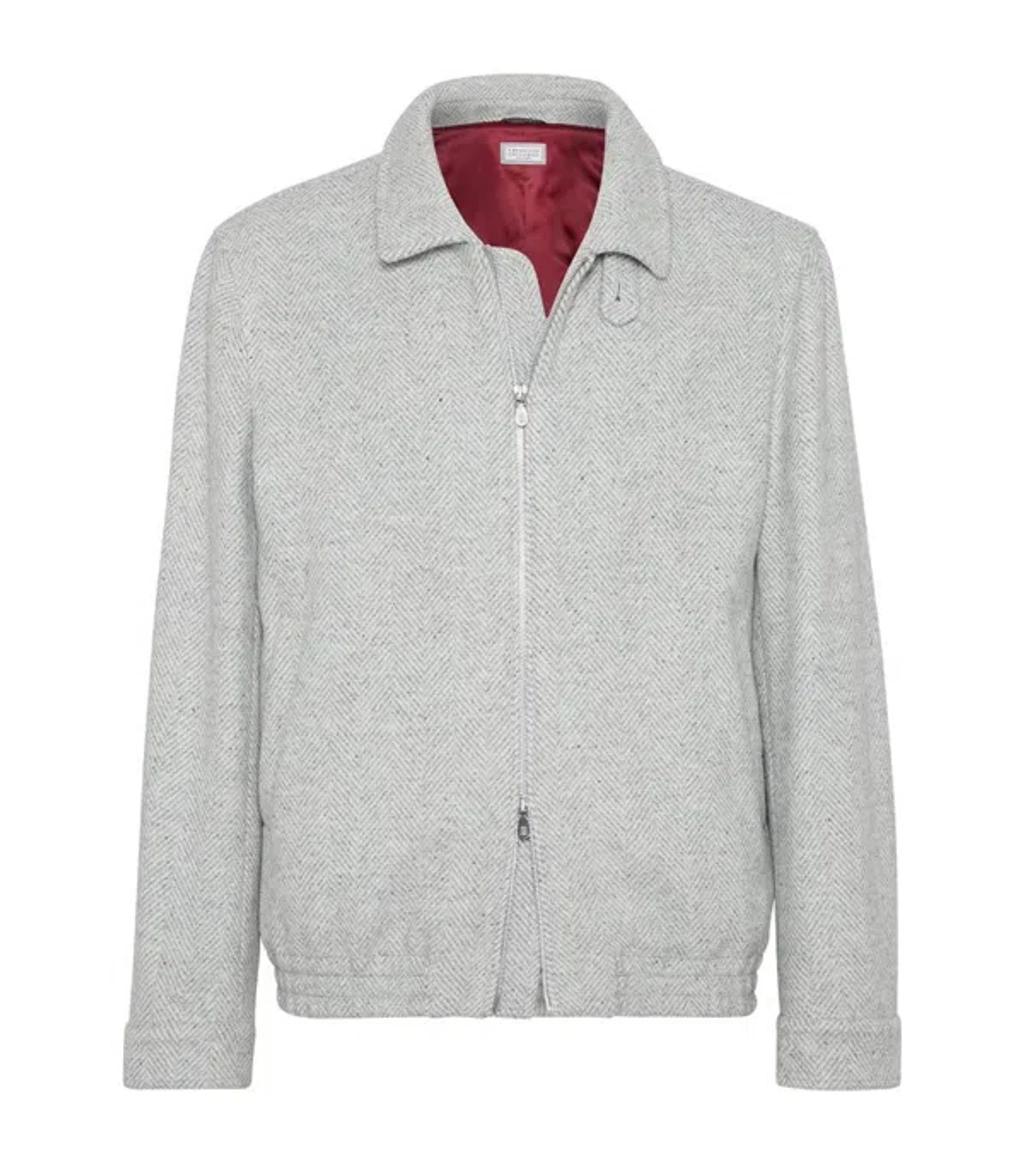 BRUNELLO CUCINELLI Wool-silk-cashmere Bomber Jacket In Pearl Grey Product Image