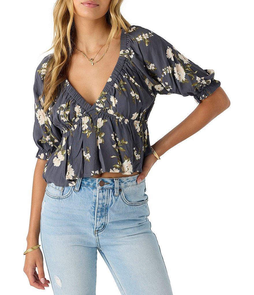 O'Neill Crisella Blouson Sleeve Floral Printed Woven Top Product Image