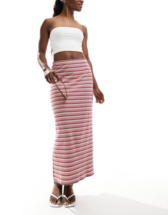 Pieces ribbed maxi skirt in stripe Product Image