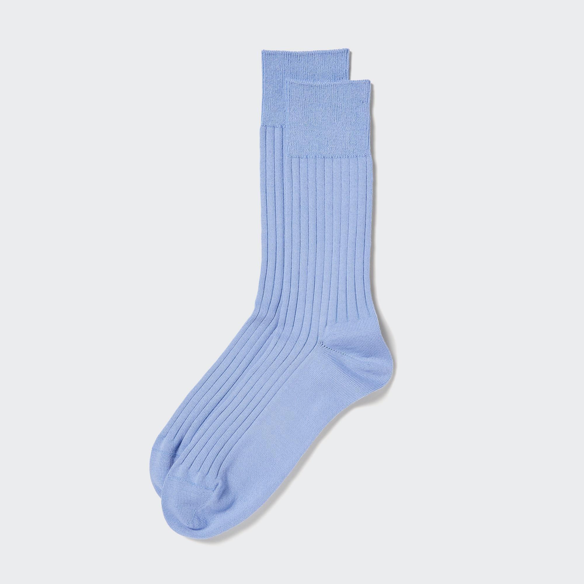 Mens Supima Cotton Wide Ribbed Socks with Deodorizing Blue US8-US11 UNIQLO US Product Image