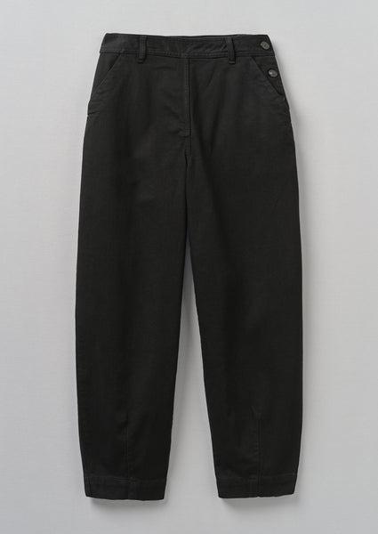 Black Denim Side Button Pants | Black Product Image