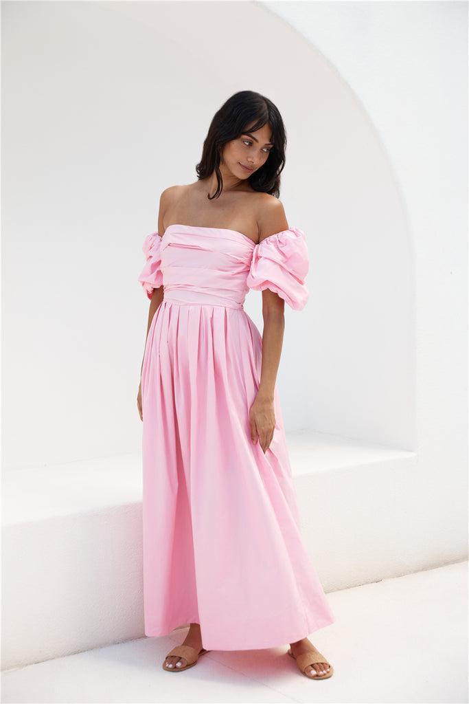 Bella Off-Shoulder Maxi Dress Pink Product Image