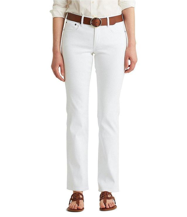 Lauren Ralph Lauren Petite Size Mid Rise Straight Leg Roll Cuff Jeans Product Image