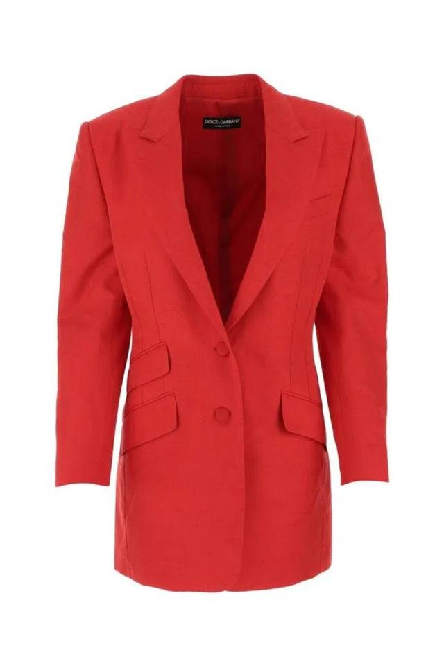 Red Silk Blend Blazer Product Image