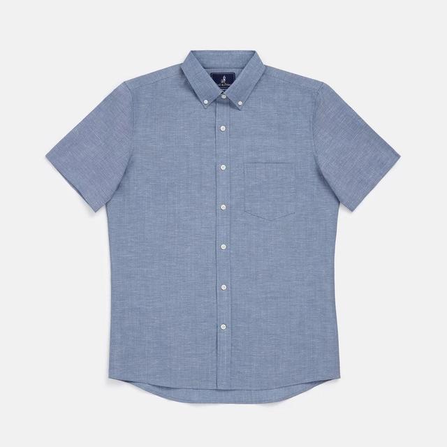 Wool Linen Short Sleeve Button-Down Shirt Product Image